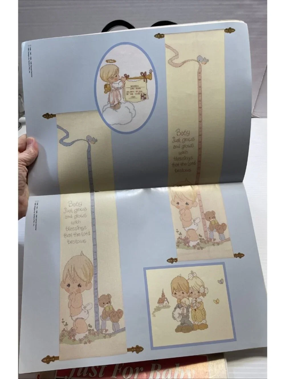 Precious Moments Counted Cross Stitch Baby Book PM-8 Gloria & Pat - VGUC
